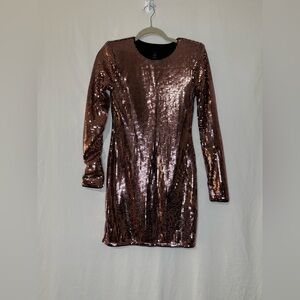 h:ours Revolve Sequin Mini Dress in Shimmering Rose Pink